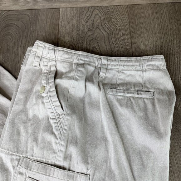 Larry Levine Womens 14 Tan Capri Pants Zip & Hook Drawstring Waist Button Pocket - Picture 4 of 10